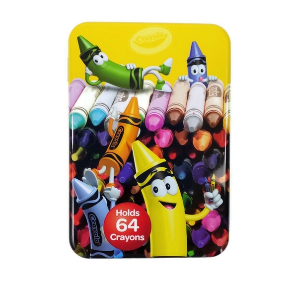 Crayola Yellow Tin Metal Multi-Color Multi-Print Crayon Storage Box-3 Piece Set - Picture 7 of 7